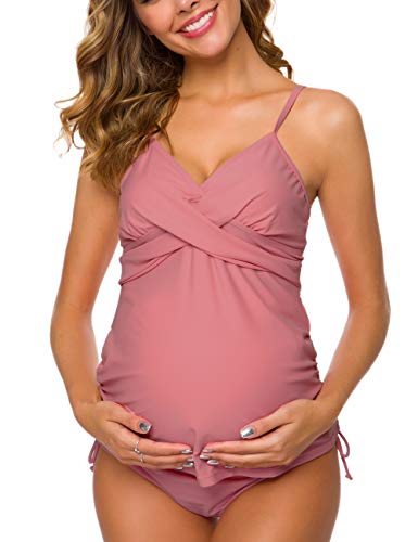 Product Image of the Ziola Women Two Piece Women's Maternity Swimsuit Retro Plum Wrap Front Tankini...