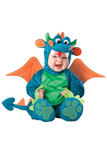 Product Image of the Lil Characters Unisex-Baby Newborn Dragon Costume, Teal/Green, Small (6-12...