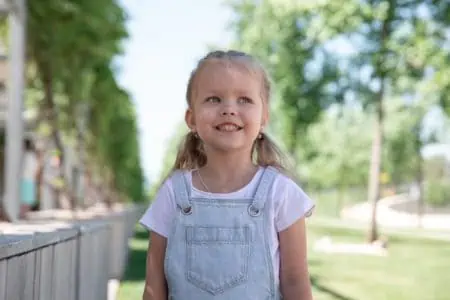 Smiling little girl in the park on a sunny day