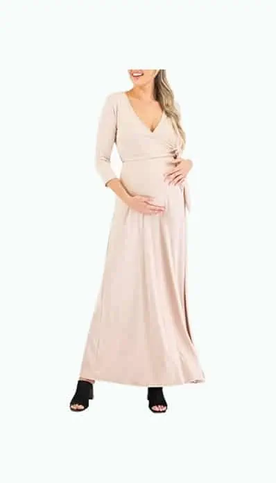 Product Image of the Long-Sleeved Adjustable Belt Maternity Dress