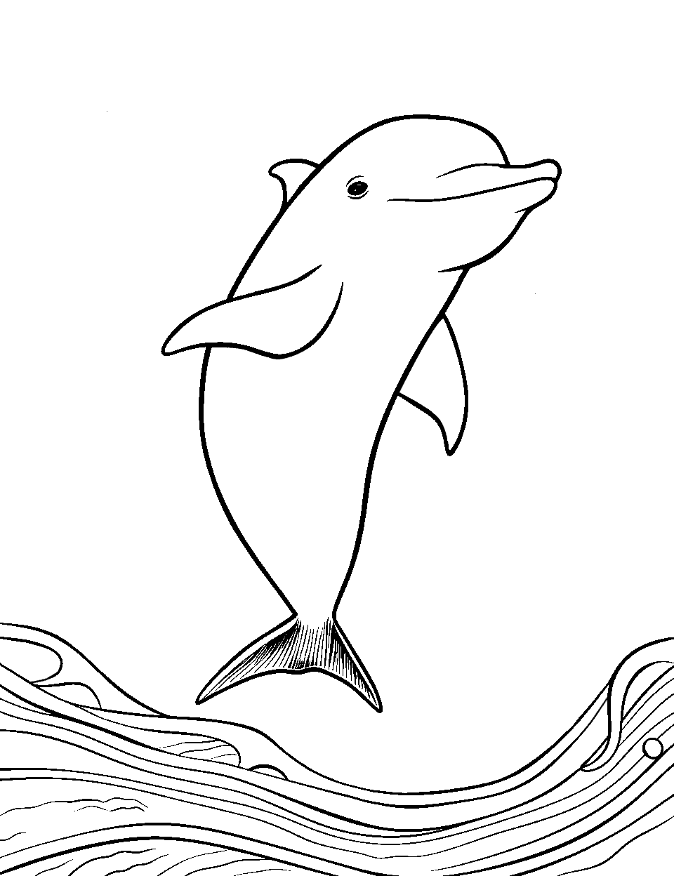 Underwater Dolphin Fun Ocean Coloring Page - A playful dolphin leaping out of the water.