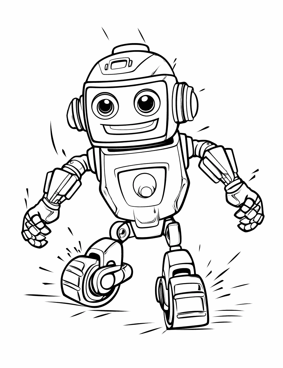 Sonic-Speed Robot Racing Coloring Page - A sleek robot racing at incredible speeds.