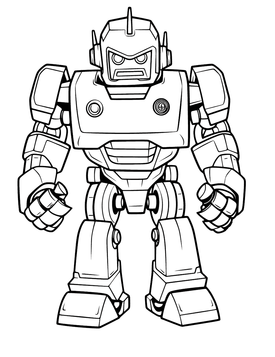 Megatron-Like Robot Coloring Page - A menacing robot with sharp angles and a powerful stance.