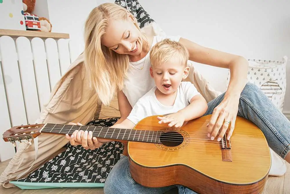 Mother singing a song to her baby