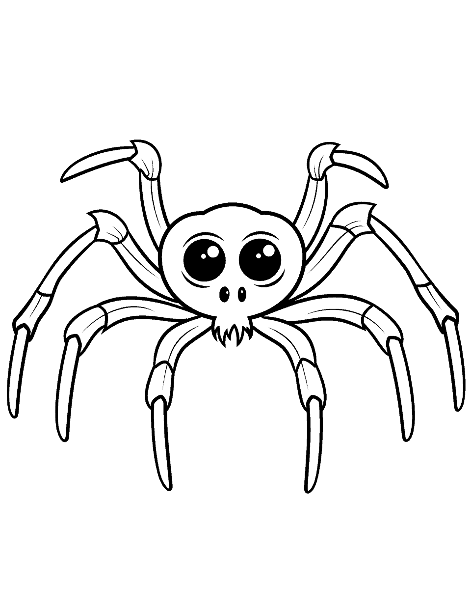 Spider Drawing Coloring Page - A spider drawn in a style with big eyes.