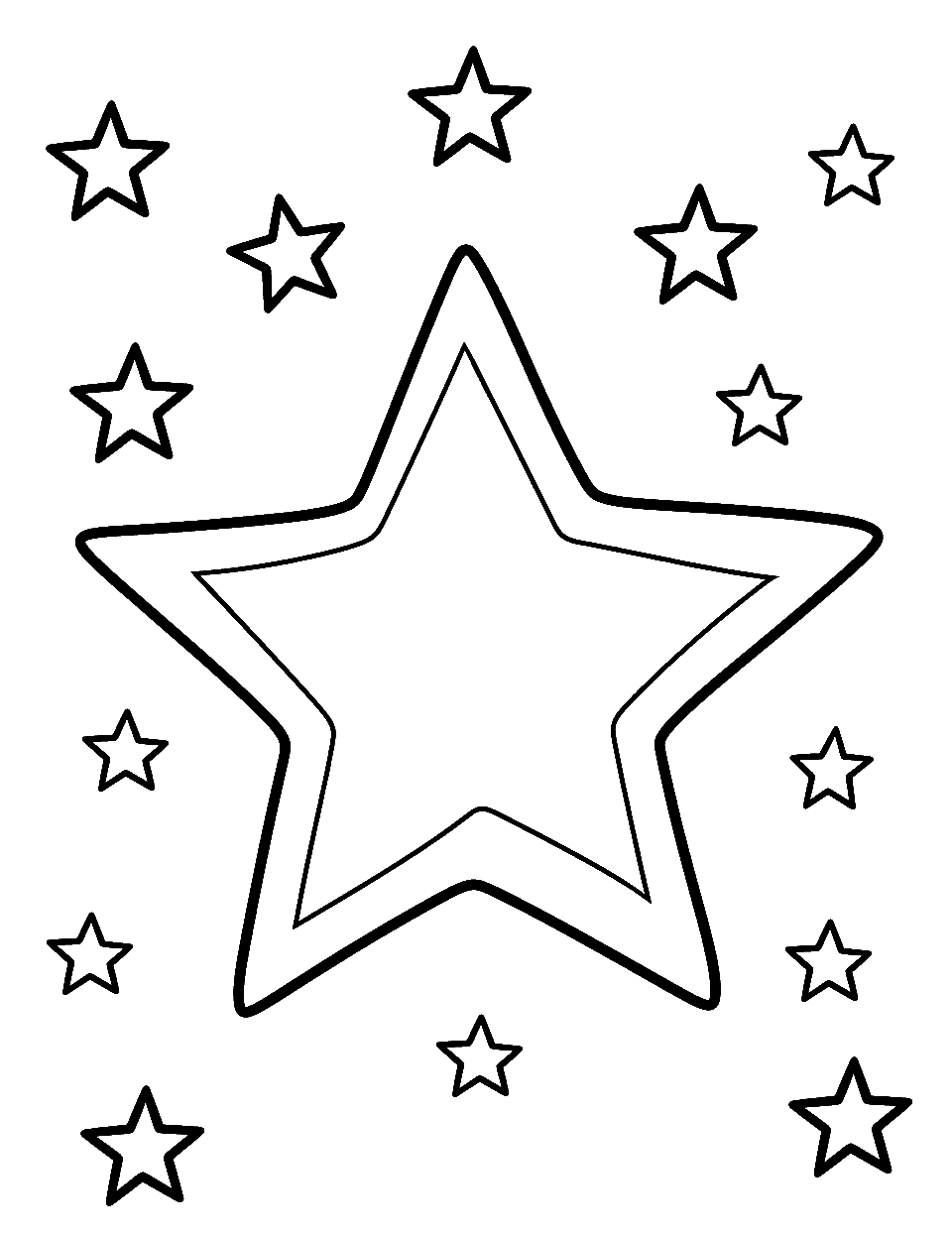 Easy Star Shape Coloring Page - A page with large, simple star shapes perfect for young children to color.